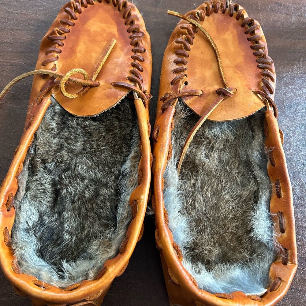 Brown Leather Moccasins with Fur Lining